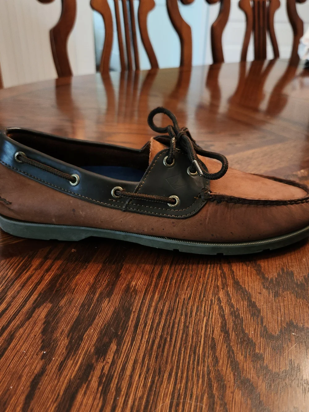 Sperry Top Sider Men's 10M Brown Two-Tone Suede Leather Boat Shoes Rubber Sole